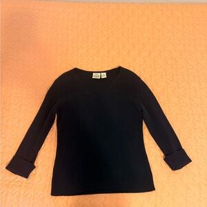 Tailor B. Moss Black Long Sleeve V-Neck Top